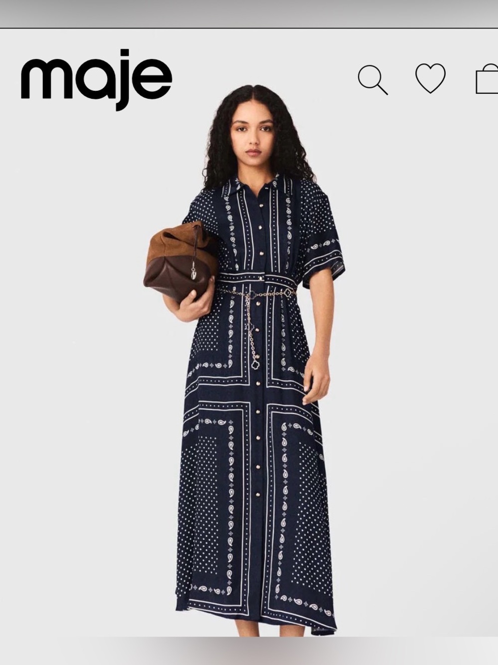 *Current Style* $560 NWT Maje Marine Pois Banana Print Dress *no belt*
